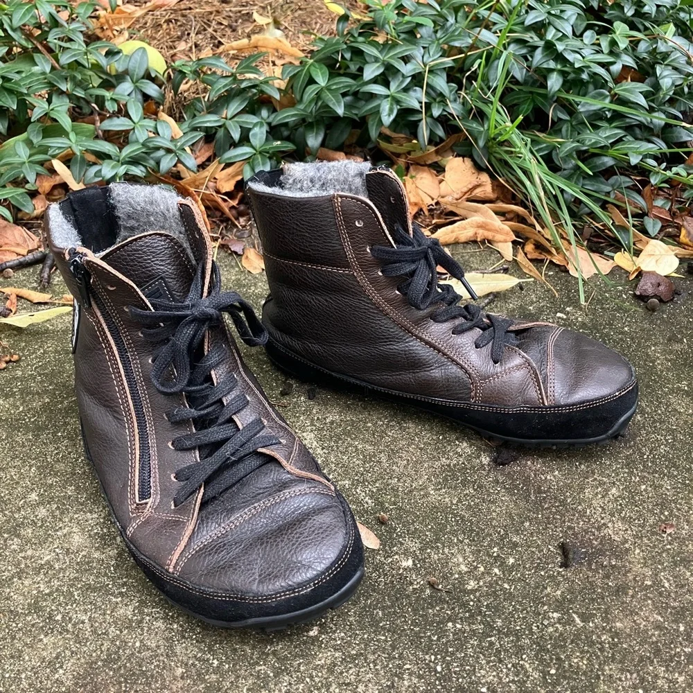 Magical Shoes Brand, 38/39, Barefoot Minimalist Brown, Tie, Zip Ankle Boots - Picture 2 of 11